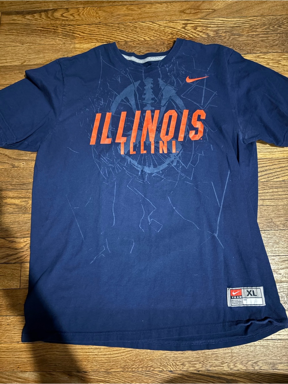 Nike Navy Short Sleeve Illinois Graphic Tee with Orange Lettering